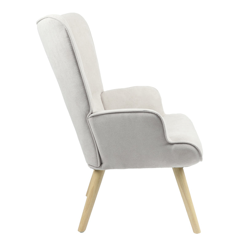 Πολυθρόνα Fluffy pakoworld ύφασμα ανοιχτό γκρι-φυσικό πόδι 75x69x96εκ - Hippiehome.gr