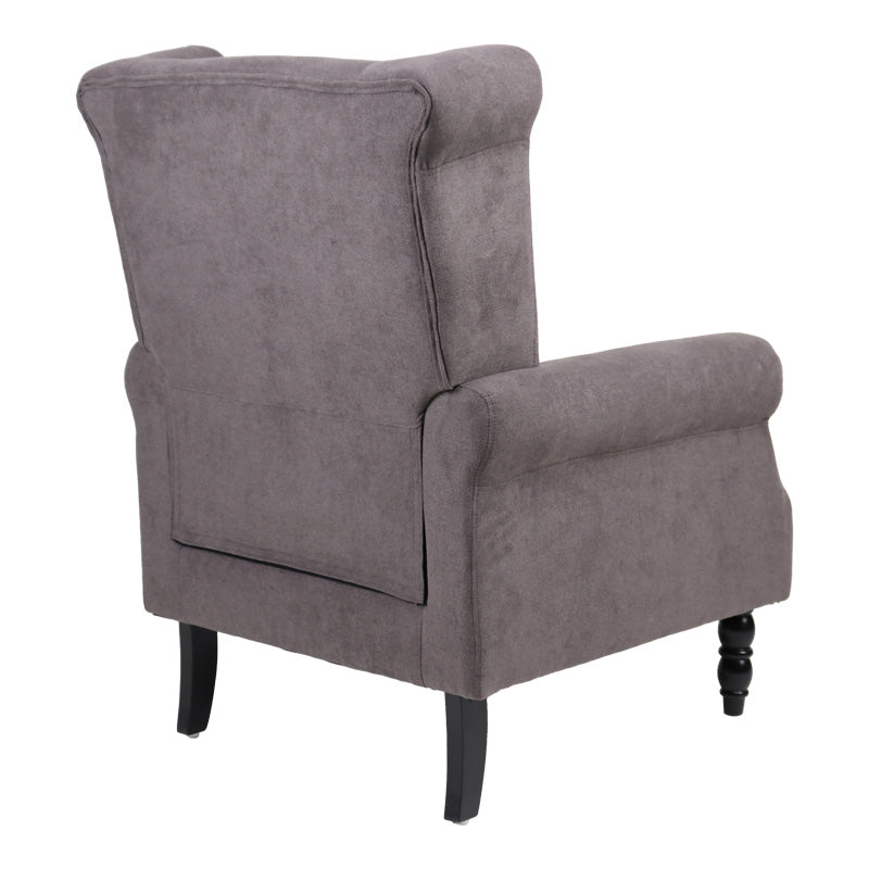 Πολυθρόνα Piore pakoworld ανθρακί ύφασμα και πόδι rubberwood σε μαύρη απόχρωση 77x80x106εκ - Hippiehome.gr