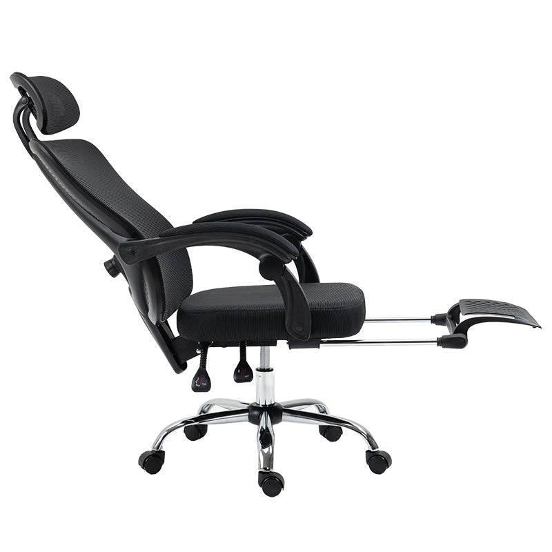 Καρέκλα γραφείου διευθυντή με υποπόδιο Titan pakoworld Premium Quality ύφασμα-mesh χρώμα μαύρο - Hippiehome.gr