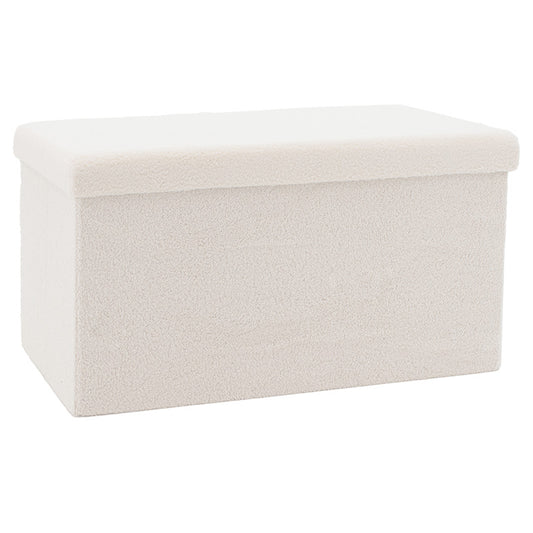 Σκαμπό-μπαούλο Forward pakoworld ύφασμα μπουκλέ ivory 76.5x38x37.5εκ - Hippiehome.gr