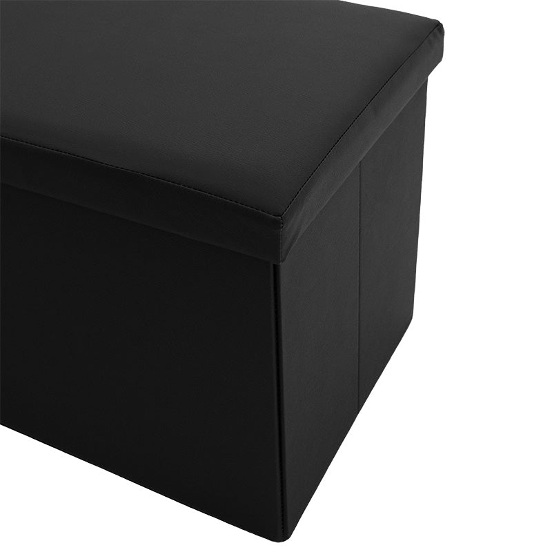 Σκαμπό-μπαούλο Cooperation pakoworld pu μαύρο 76x38x38εκ - Hippiehome.gr