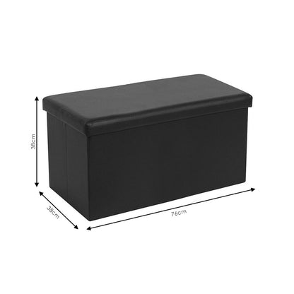 Σκαμπό-μπαούλο Cooperation pakoworld pu μαύρο 76x38x38εκ - Hippiehome.gr