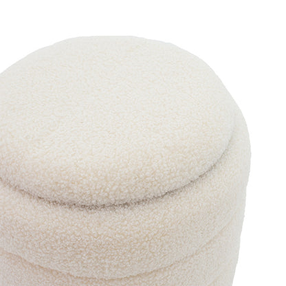 Σκαμπό-μπαούλο Dazzle pakoworld μπουκλέ cream-χρυσό Φ36x44εκ - Hippiehome.gr