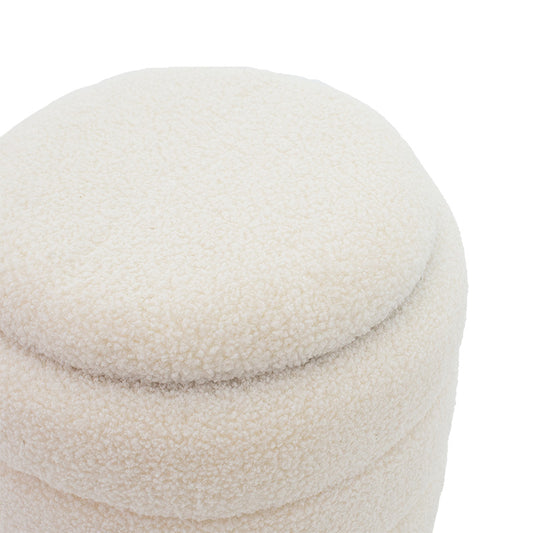 Σκαμπό-μπαούλο Dazzle pakoworld μπουκλέ cream-χρυσό Φ36x44εκ - Hippiehome.gr