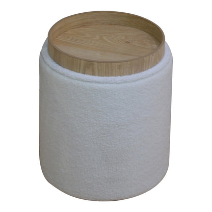 Σκαμπό-μπαούλο Batur pakoworld μπουκλέ ύφασμα σε λευκή απόχρωση Φ34x38εκ - Hippiehome.gr