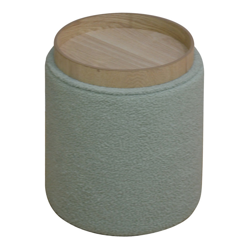 Σκαμπό-μπαούλο Batur pakoworld μπουκλέ ύφασμα σε χακί απόχρωση Φ34x38εκ - Hippiehome.gr