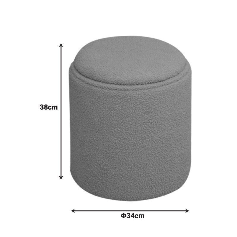 Σκαμπό-μπαούλο Batur pakoworld μπουκλέ ύφασμα σε χακί απόχρωση Φ34x38εκ - Hippiehome.gr