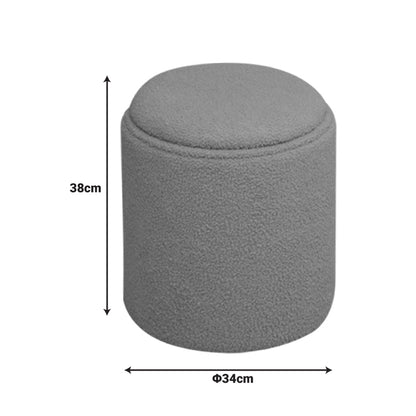 Σκαμπό-μπαούλο Batur pakoworld μπουκλέ ύφασμα σε χακί απόχρωση Φ34x38εκ - Hippiehome.gr