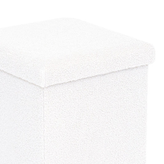 Σκαμπό-μπαούλο Crystal pakoworld μπουκλέ ύφασμα σε ivory απόχρωση 38x38x38εκ - Hippiehome.gr