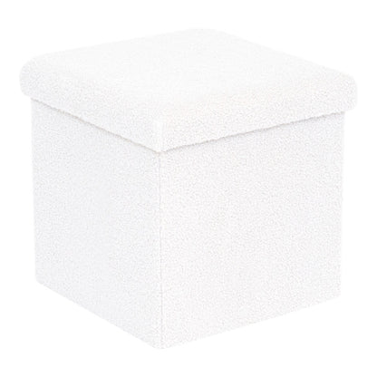 Σκαμπό-μπαούλο Crystal pakoworld μπουκλέ ύφασμα σε ivory απόχρωση 38x38x38εκ - Hippiehome.gr