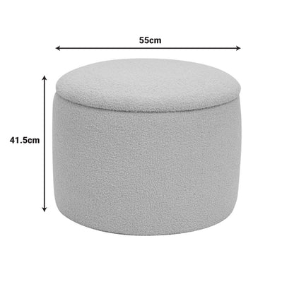 Σκαμπό-μπαούλο Roundy pakoworld μπουκλέ ύφασμα σε μπεζ απόχρωση Φ55x41.5εκ - Hippiehome.gr