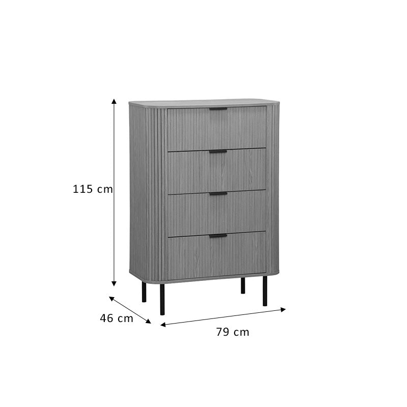 Συρταριέρα Scandi pakoworld με 4 συρτάρια φυσικό 79x46x115εκ - Hippiehome.gr