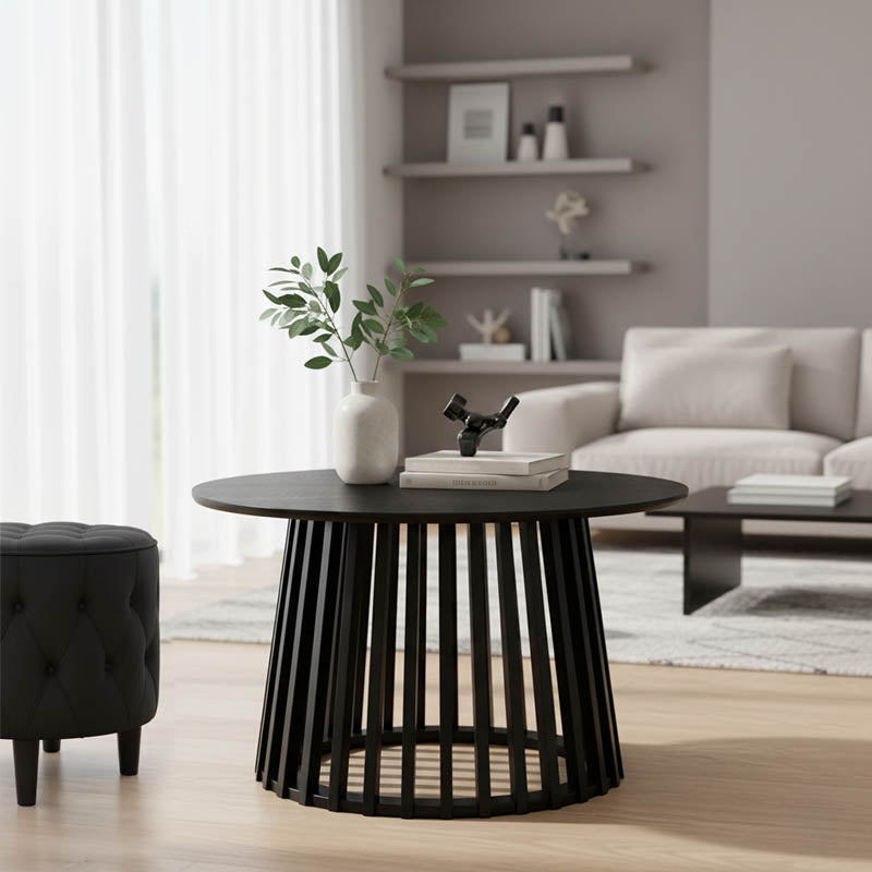Τραπέζι σαλονιού Domonic pakoworld mdf σε μαύρη απόχρωση Φ80x45εκ - Hippiehome.gr