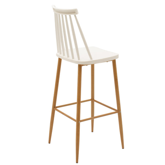 Σκαμπό μπαρ Aurora pakoworld λευκό pp-φυσικό πόδι 42x47x109εκ - Hippiehome.gr