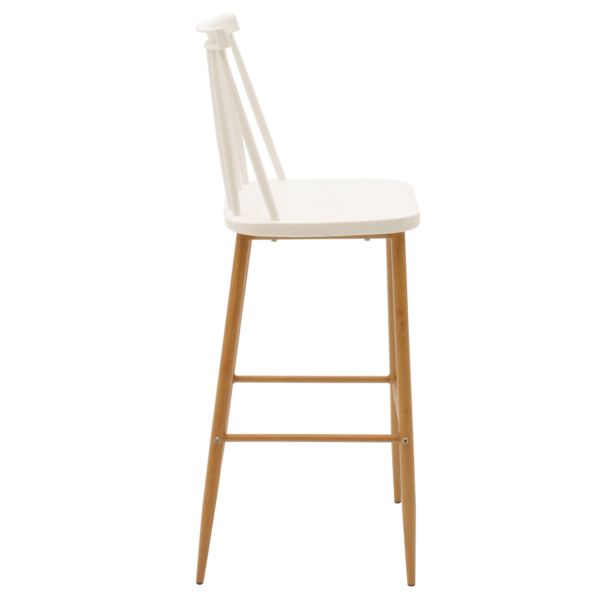 Σκαμπό μπαρ Aurora pakoworld λευκό pp-φυσικό πόδι 42x47x109εκ - Hippiehome.gr