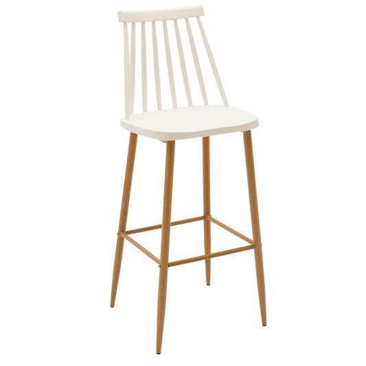 Σκαμπό μπαρ Aurora pakoworld λευκό pp-φυσικό πόδι 42x47x109εκ - Hippiehome.gr