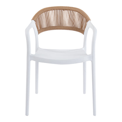 Πολυθρόνα Ankara pakoworld στοιβαζόμενη pp-pe rattan σε λευκή-φυσική απόχρωση 54x55.5x77εκ - Hippiehome.gr