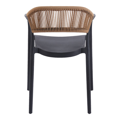 Πολυθρόνα Ankara pakoworld στοιβαζόμενη pp-pe rattan σε μαύρη-φυσική απόχρωση 54x55.5x77εκ - Hippiehome.gr
