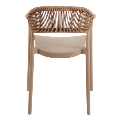 Πολυθρόνα Ankara pakoworld στοιβαζόμενη pp-pe rattan σε μόκα-φυσική απόχρωση 54x55.5x77εκ - Hippiehome.gr