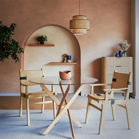 Πολυθρόνα Olivier pakoworld ξύλο οξιάς φυσικό μαύρο-έδρα φυσικό σχοινί 62x60x85εκ - Hippiehome.gr