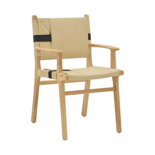 Πολυθρόνα Olivier pakoworld ξύλο οξιάς φυσικό μαύρο-έδρα φυσικό σχοινί 62x60x85εκ - Hippiehome.gr