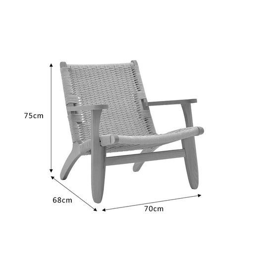 Πολυθρόνα Chiara pakoworld ξύλο οξιάς φυσικό-έδρα φυσικό σχοινί 70x68x75εκ - Hippiehome.gr
