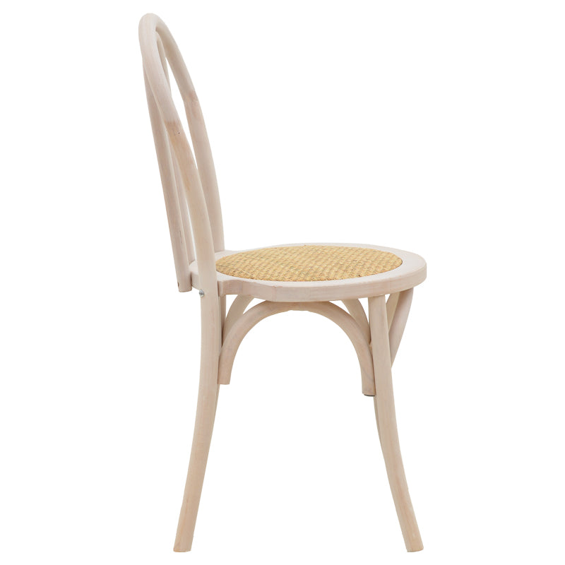 Καρέκλα στοιβαζόμενη Βιέννης Azhel pakoworld white wash ξύλο οξιάς-έδρα φυσικό rattan 41x50x89εκ - Hippiehome.gr