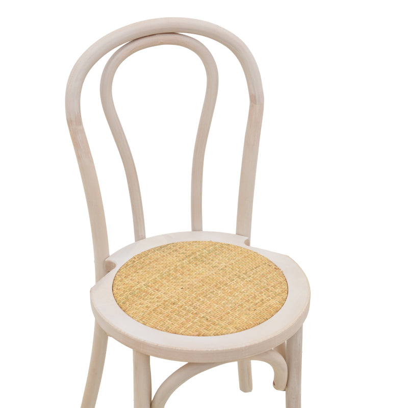 Καρέκλα στοιβαζόμενη Βιέννης Azhel pakoworld white wash ξύλο οξιάς-έδρα φυσικό rattan 41x50x89εκ - Hippiehome.gr