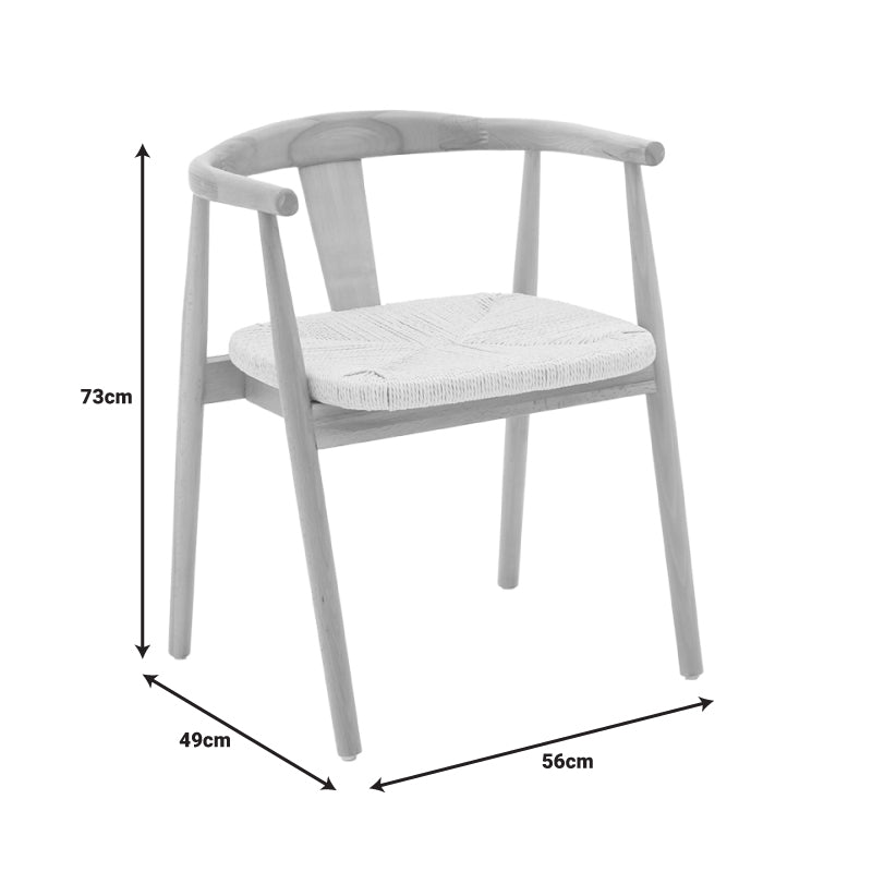 Πολυθρόνα Gernine pakoworld μασίφ ξύλο οξιάς και σχοινί σε φυσική απόχρωση 56x49x73εκ - Hippiehome.gr