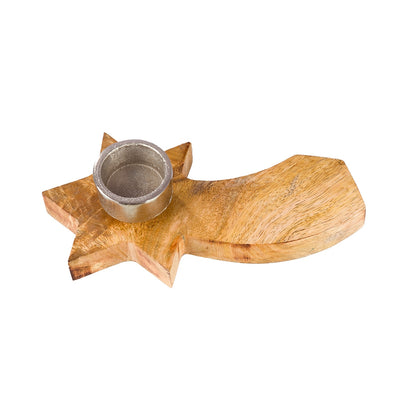 Σετ Κηροπήγιο Στρογγυλό "Sternschnuppen" Ξύλο Εκρού D37X6Cm D37X6Cm - Hippiehome.gr