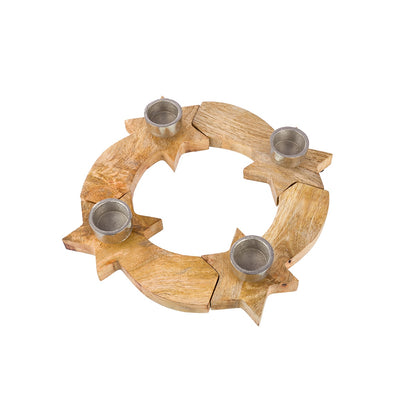 Σετ Κηροπήγιο Στρογγυλό "Sternschnuppen" Ξύλο Εκρού D37X6Cm D37X6Cm - Hippiehome.gr