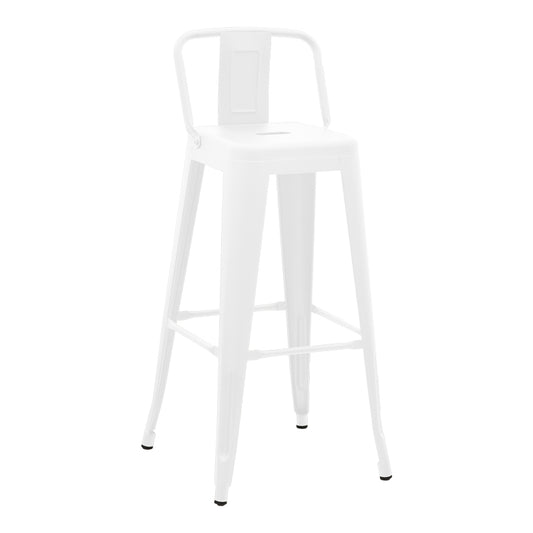 Σκαμπό μπαρ με πλάτη Utopia pakoworld μέταλλο σε λευκή ματ απόχρωση 42x42x97εκ - Hippiehome.gr