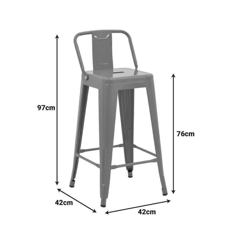 Σκαμπό μπαρ μεσαίου ύψους με πλάτη Utopia pakoworld μέταλλο σε λαδί απόχρωση 42x42x86εκ - Hippiehome.gr