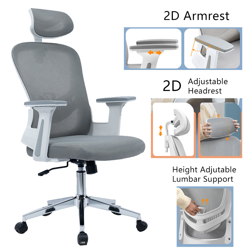 Καρέκλα γραφείου διευθυντή Ignatius pakoworld mesh ανοιχτό γκρι - Hippiehome.gr