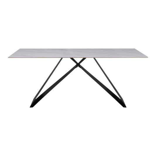 Τραπέζι Meja pakoworld Sintered stone λευκό με μεταλλικά πόδια σε μαύρη απόχρωση 180x90x76εκ - Hippiehome.gr