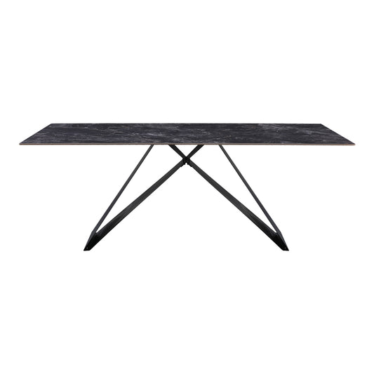 Τραπέζι Meja pakoworld Sintered stone μαύρο με μεταλλικά πόδια σε μαύρη απόχρωση 200x100x76εκ - Hippiehome.gr