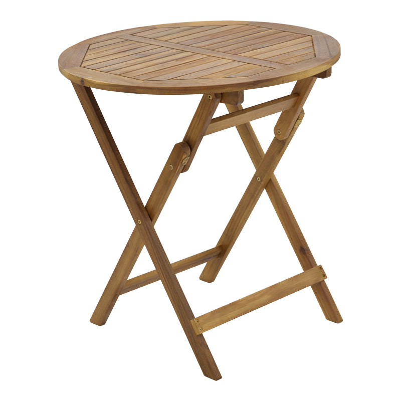 Τραπεζαρία Fatel-Carpuva pakoworld σετ 3τεμ πτυσσόμενο φυσικό μασίφ ξύλο ακακίας Φ70x74εκ - Hippiehome.gr