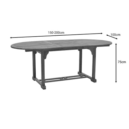 Τραπεζαρία Bistrual-Sopho pakoworld σετ 7τεμ επεκτεινόμενο φυσικό μασίφ ξύλο ακακίας 200/150x100x75εκ - Hippiehome.gr