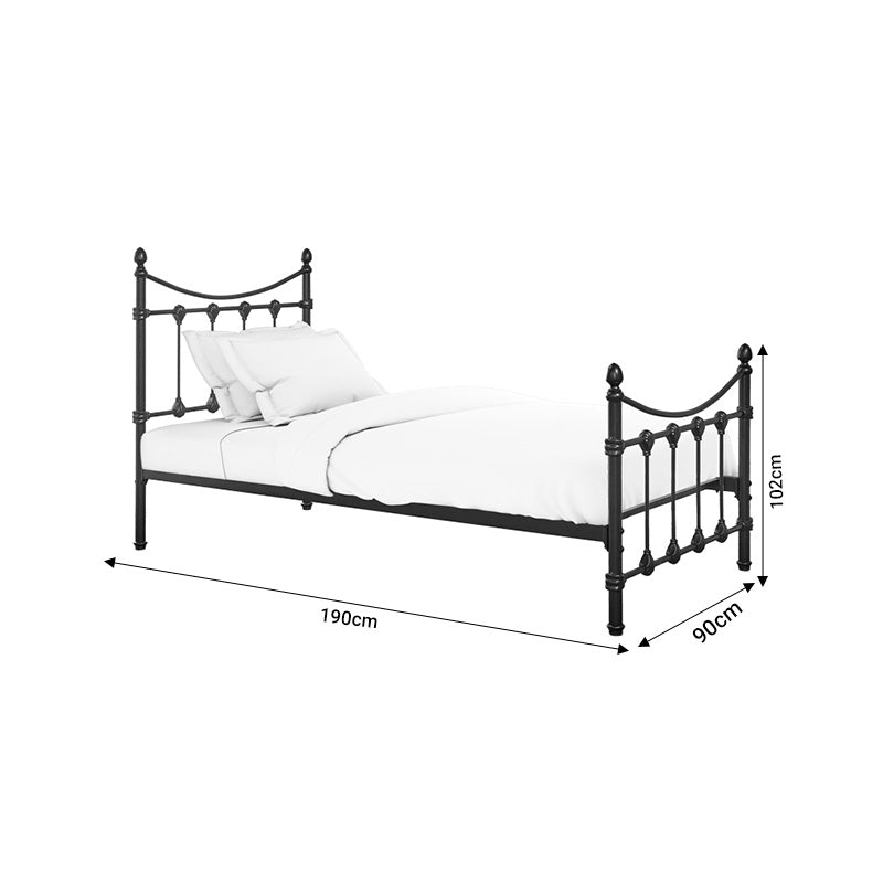 Κρεβάτι Beowulf pakoworld μαύρο μεταλλικό 90x190εκ - Hippiehome.gr