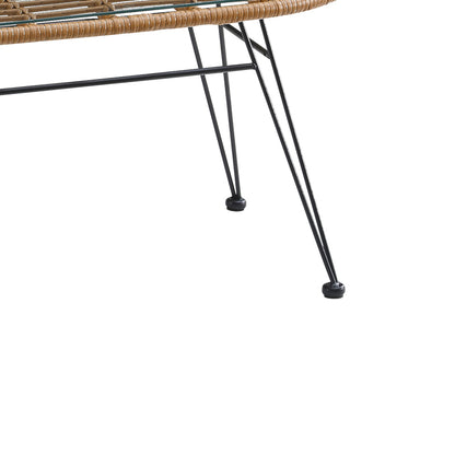 Τραπέζι Naoki pakoworld μαύρο μέταλλο-pe φυσικό-γυαλί 100x45x46εκ - Hippiehome.gr