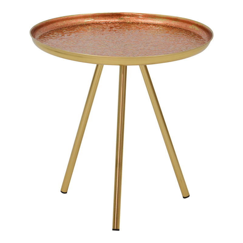 Side table Jacksie Inart bronze-gold metal Φ46x48cm