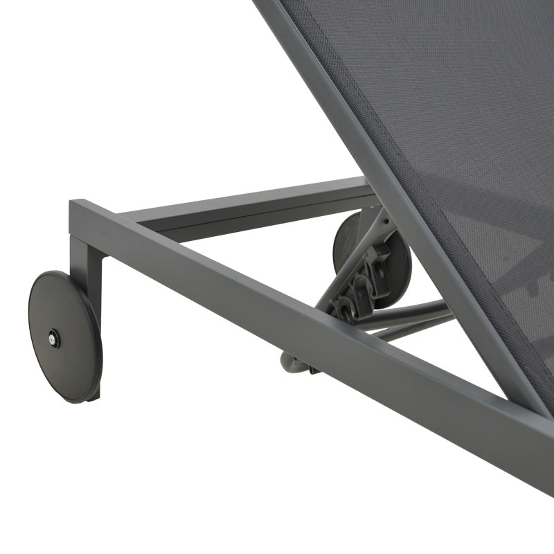 Ξαπλώστρα Mailo pakoworld ανθρακί αλουμίνιο και textilene σε μαύρη απόχρωση 71x206x30εκ - Hippiehome.gr