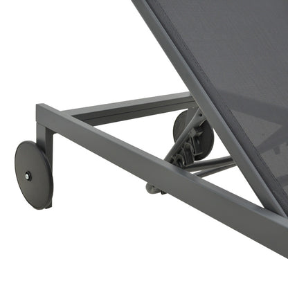 Ξαπλώστρα Mailo pakoworld ανθρακί αλουμίνιο και textilene σε μαύρη απόχρωση 71x206x30εκ - Hippiehome.gr