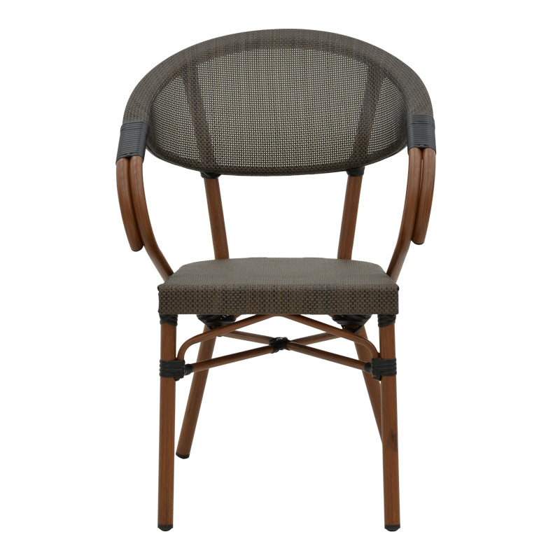 Πολυθρόνα Isaia pakoworld καρυδί αλουμίνιο-textilene μαύρο 57x57x83εκ - Hippiehome.gr