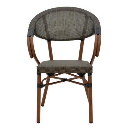 Πολυθρόνα Isaia pakoworld καρυδί αλουμίνιο-textilene μαύρο 57x57x83εκ - Hippiehome.gr