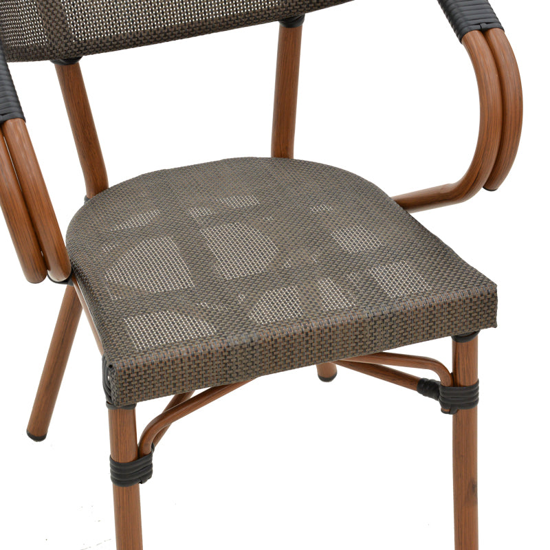 Πολυθρόνα Isaia pakoworld καρυδί αλουμίνιο-textilene μαύρο 57x57x83εκ - Hippiehome.gr