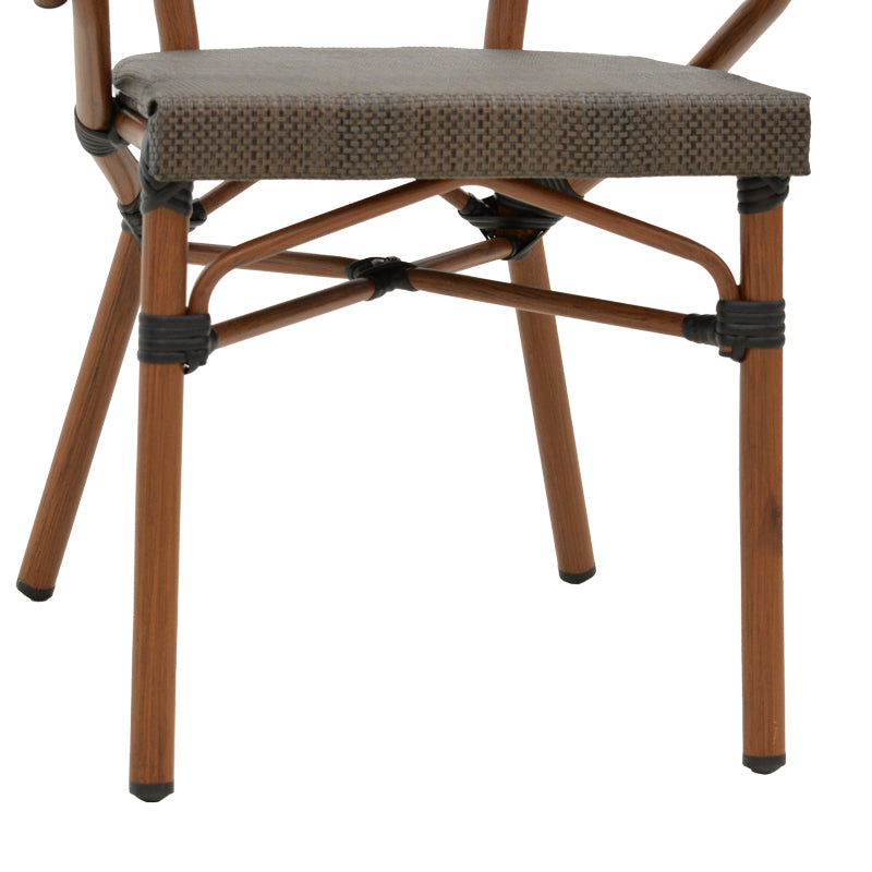 Πολυθρόνα Isaia pakoworld καρυδί αλουμίνιο-textilene μαύρο 57x57x83εκ - Hippiehome.gr