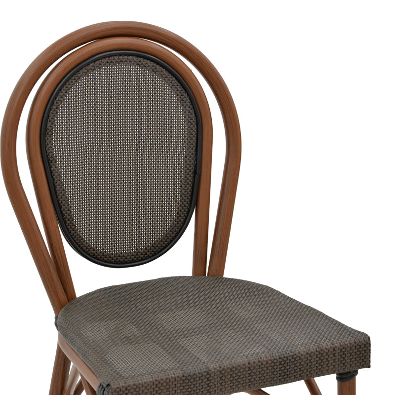 Σκαμπό μπαρ Dezyan pakoworld καρυδί αλουμίνιο-γκρι textilene 41.5x53.5x116εκ - Hippiehome.gr