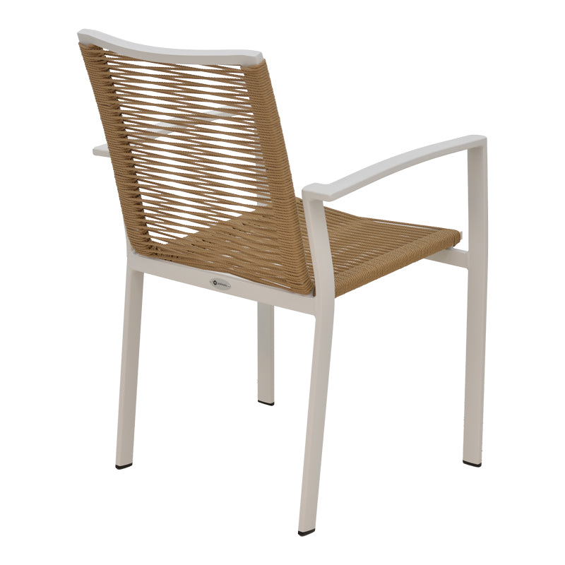 Πολυθρόνα Jonian pakoworld στοιβαζόμενη λευκό αλουμίνιο-textilene σε φυσική απόχρωση 57x63x83εκ - Hippiehome.gr