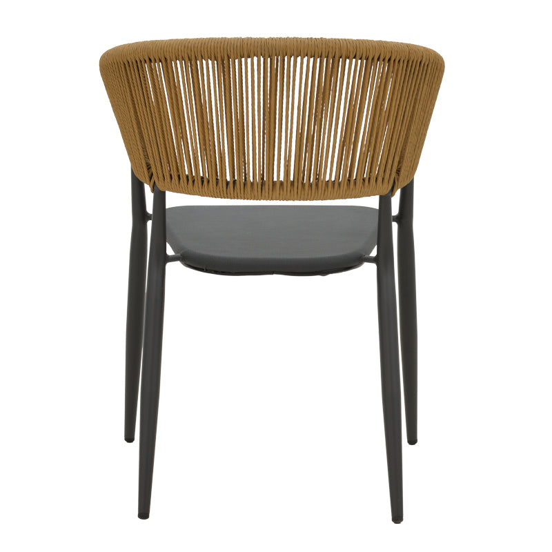 Πολυθρόνα αλουμινίου Raven pakoworld στοιβαζόμενη ανθρακί σκελετός-textilene φυσικό rattan 57x62x78εκ - Hippiehome.gr